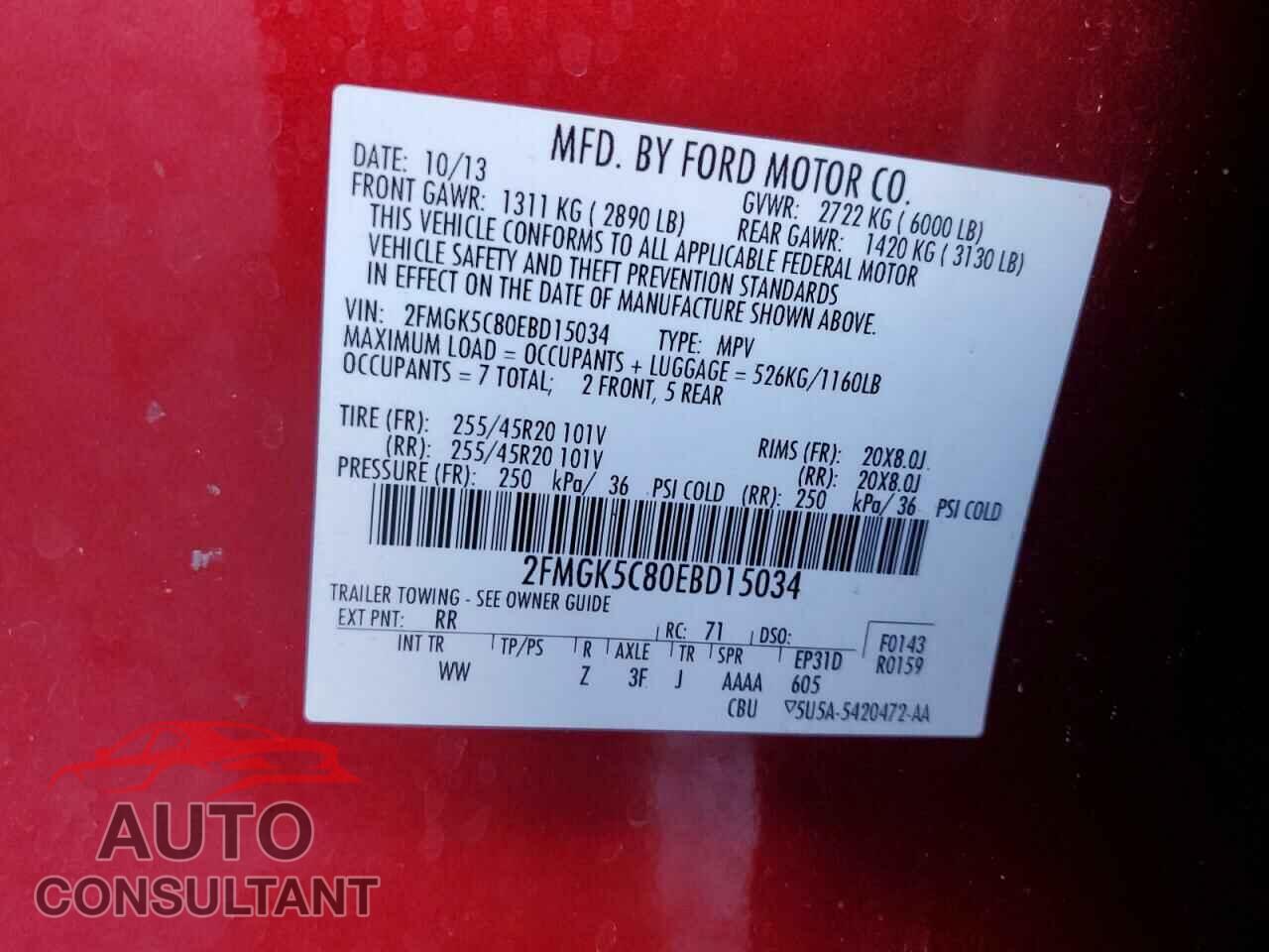 FORD FLEX 2014 - 2FMGK5C80EBD15034