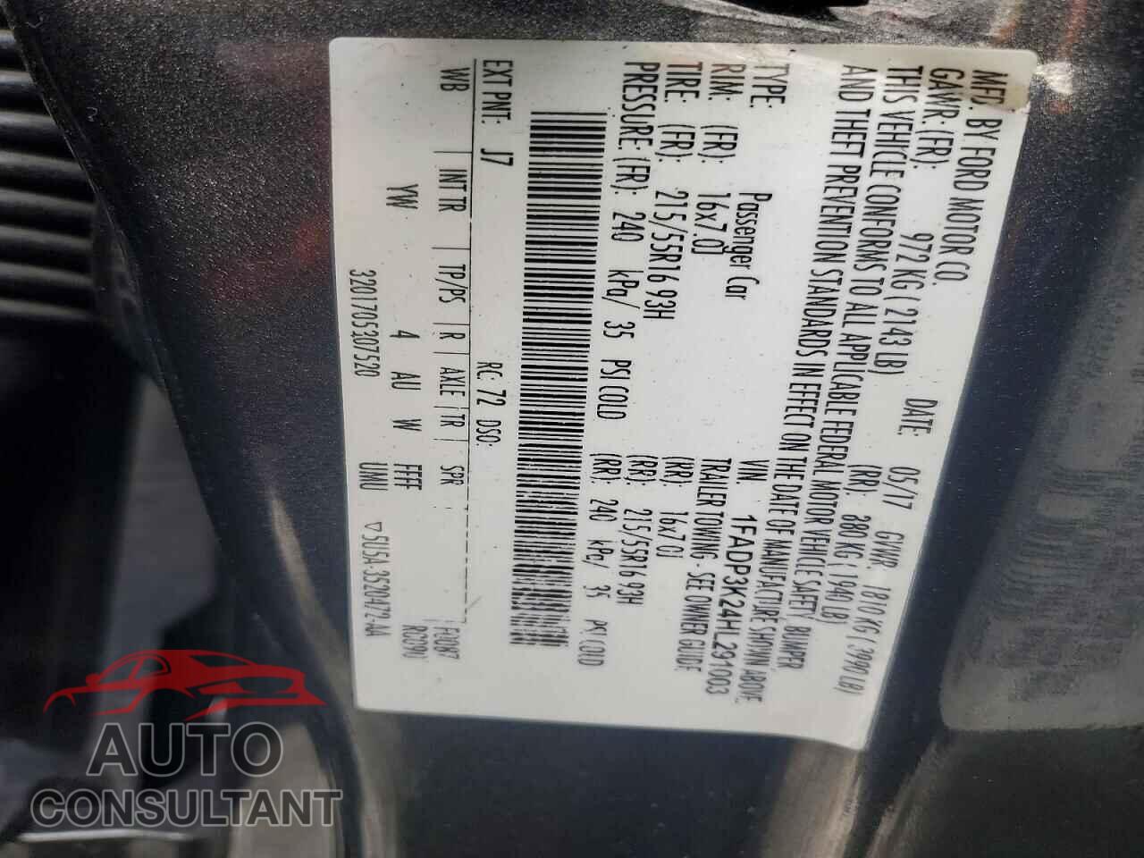 FORD FOCUS 2017 - 1FADP3K24HL291003