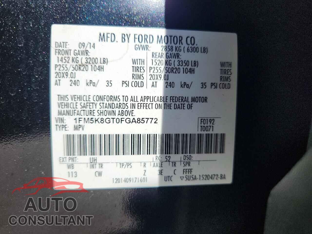 FORD EXPLORER 2015 - 1FM5K8GT0FGA85772