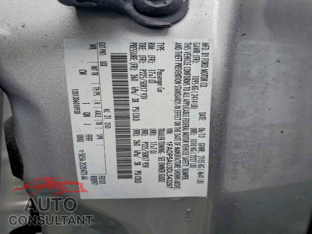 FORD CMAX 2013 - 1FADP5AU3DL543297
