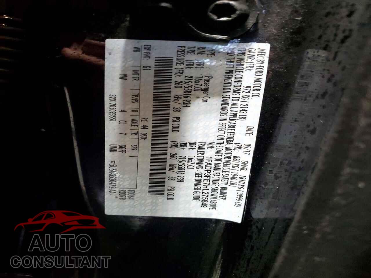 FORD FOCUS 2017 - 1FADP3FE7HL275849