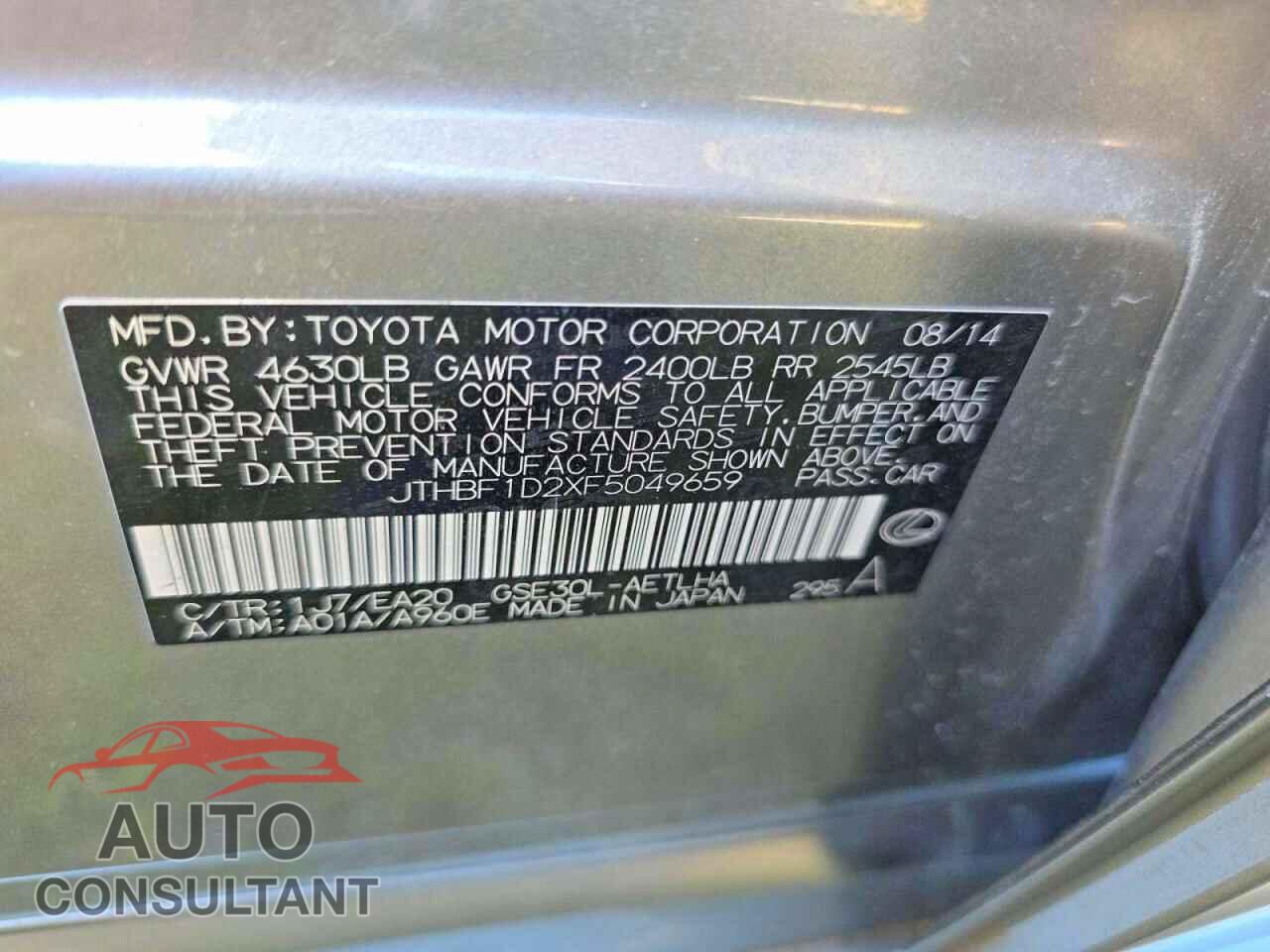 LEXUS IS 2015 - JTHBF1D2XF5049659