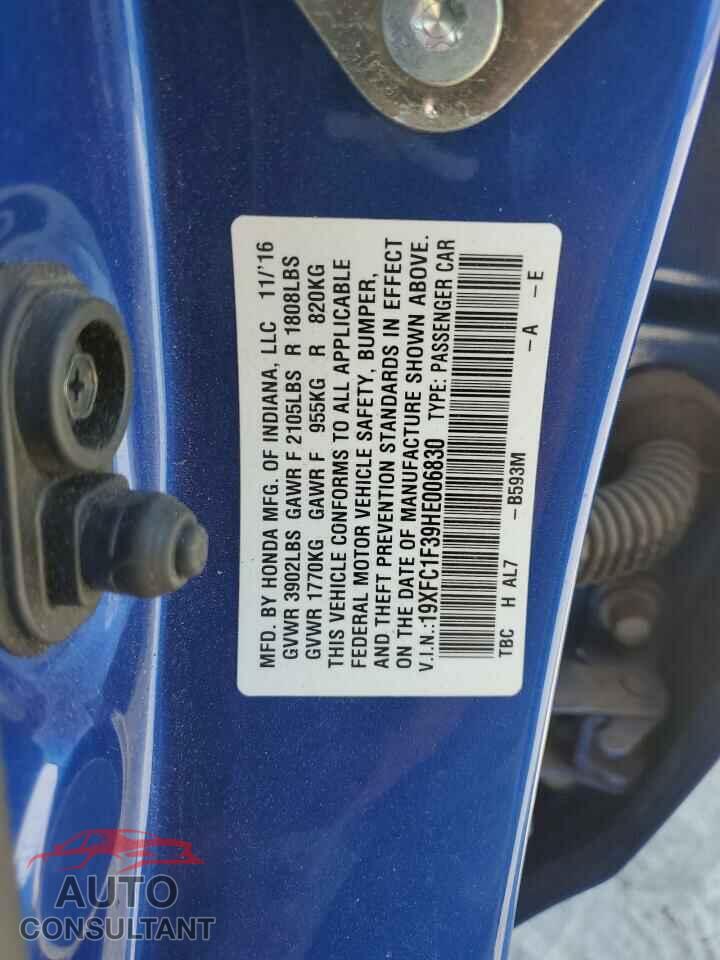 HONDA CIVIC 2017 - 19XFC1F39HE006830