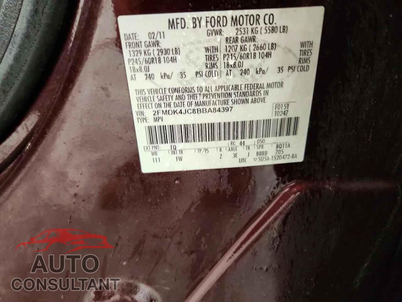 FORD EDGE 2011 - 2FMDK4JC8BBA84397