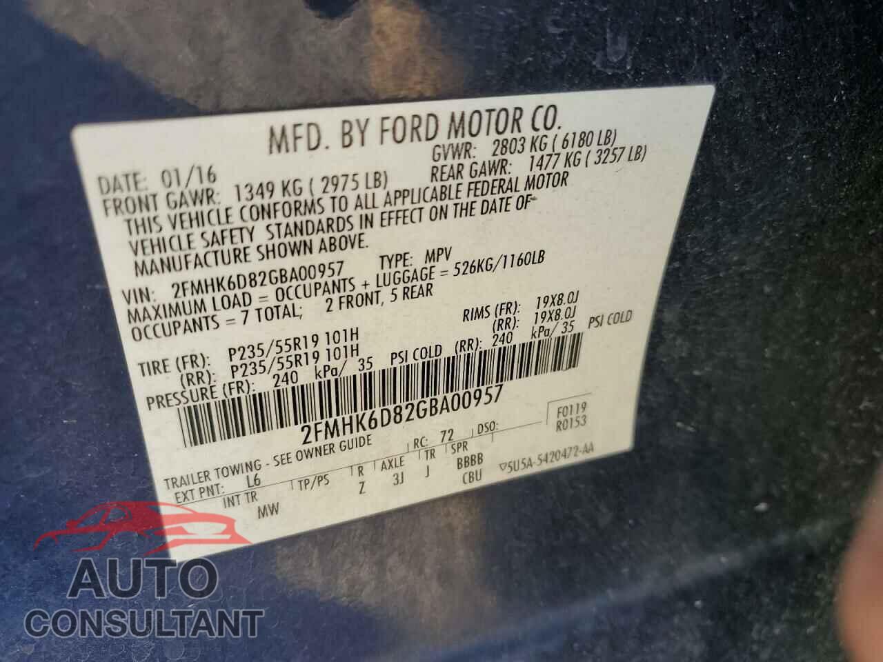 FORD FLEX 2016 - 2FMHK6D82GBA00957