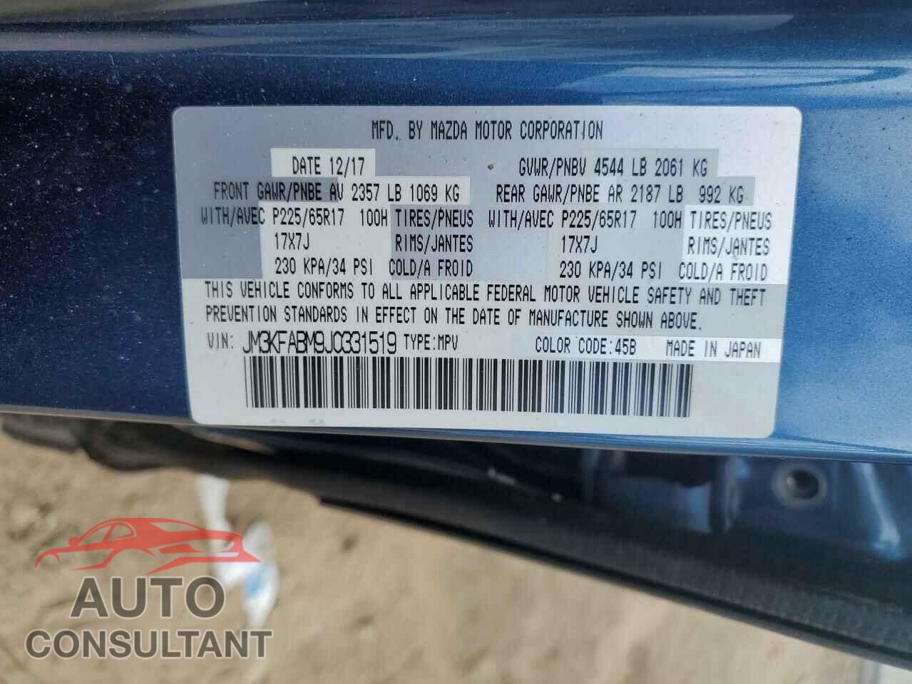 MAZDA CX-5 2018 - JM3KFABM9J0331519