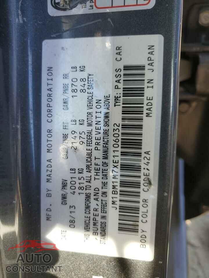 MAZDA 3 2014 - JM1BM1M7XE1106032