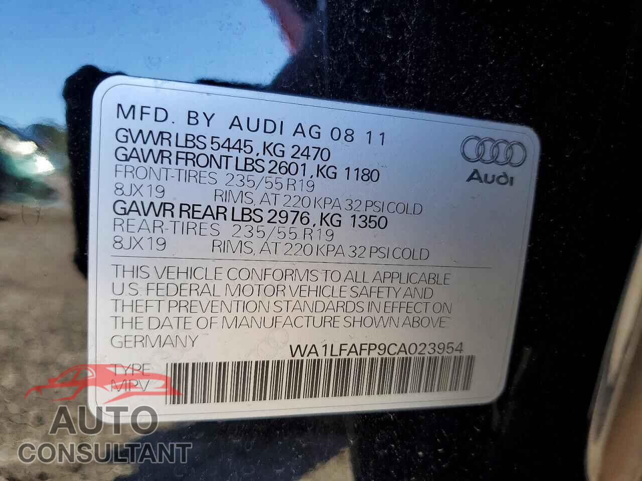 AUDI Q5 2012 - WA1LFAFP9CA023954