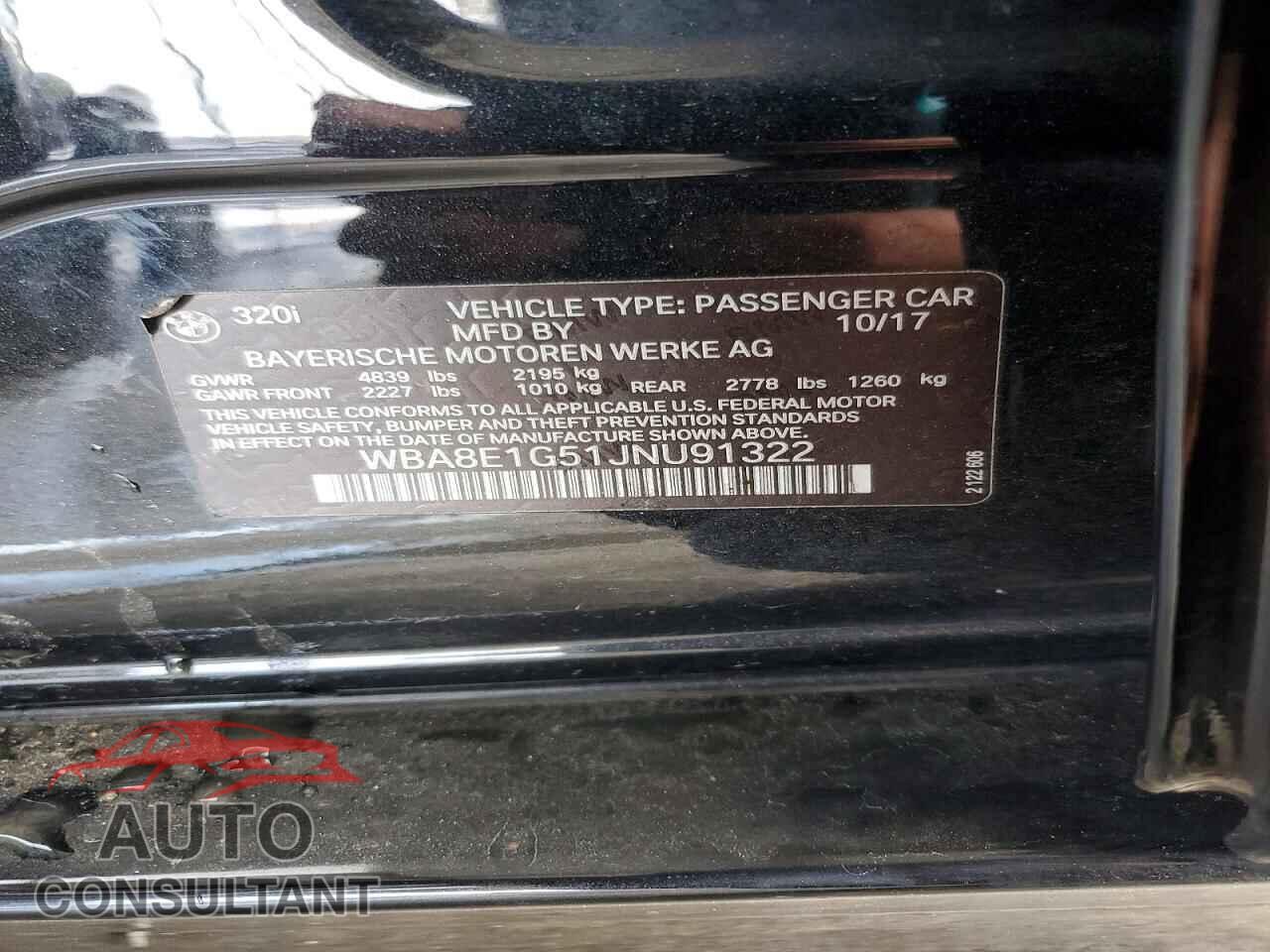 BMW 320 2018 - WBA8E1G51JNU91322