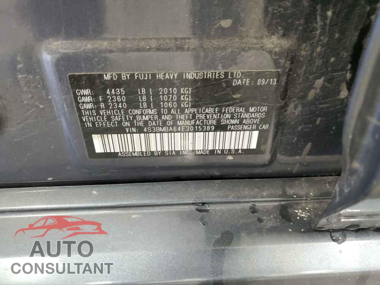 SUBARU LEGACY 2014 - 4S3BMBA64E3015389