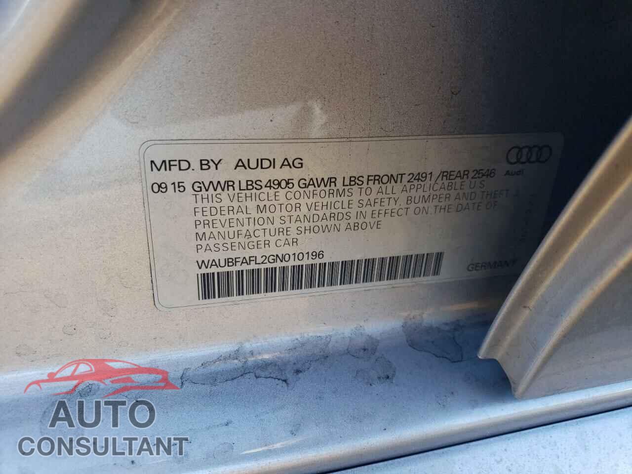 AUDI A4 2016 - WAUBFAFL2GN010196