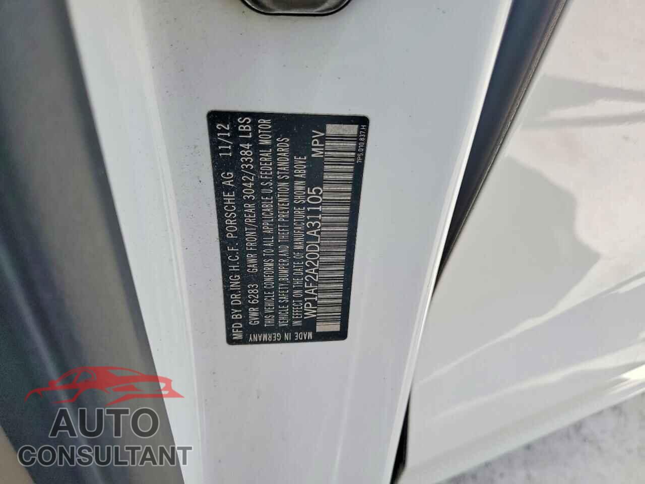 PORSCHE CAYENNE 2013 - WP1AF2A20DLA31105