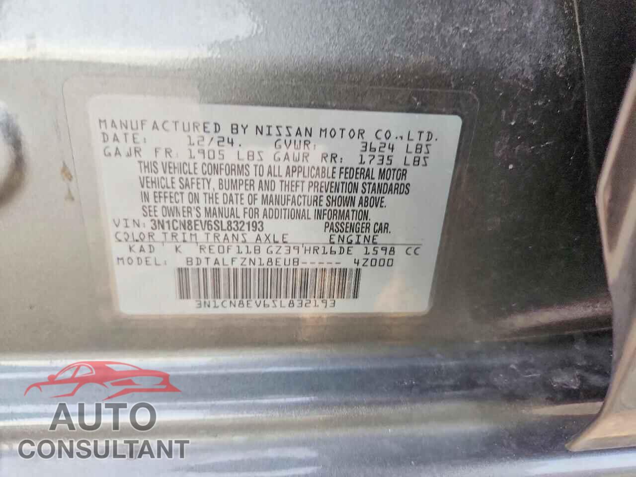 NISSAN VERSA 2025 - 3N1CN8EV6SL832193
