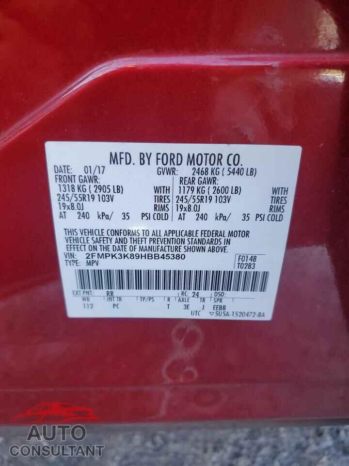 FORD EDGE 2017 - 2FMPK3K89HBB45380