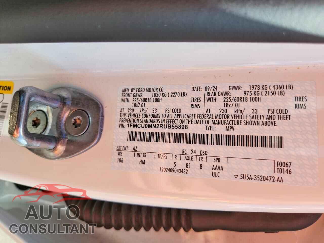 FORD ESCAPE 2024 - 1FMCU0MN2RUB55898