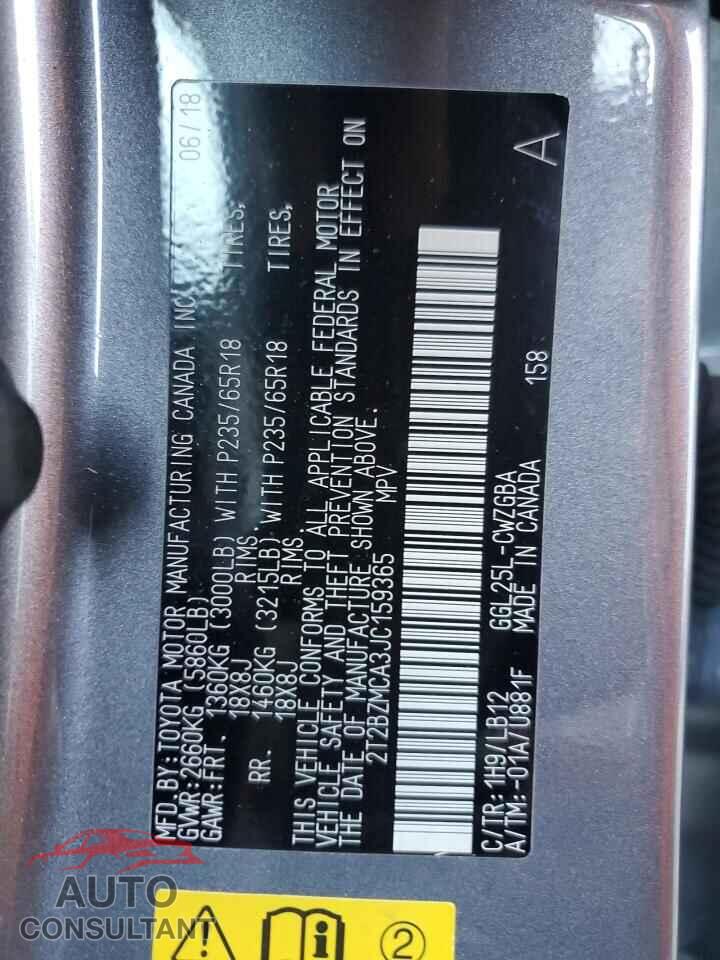 LEXUS RX350 2018 - 2T2BZMCA3JC159365