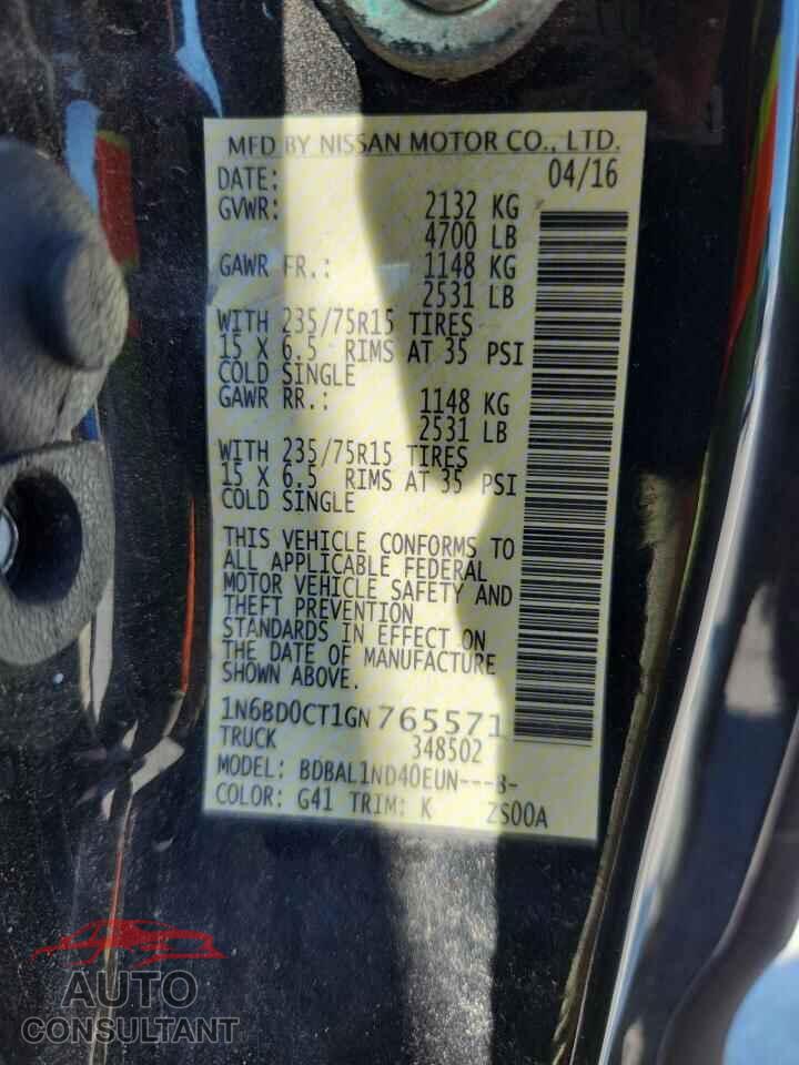 NISSAN FRONTIER 2016 - 1N6BD0CT1GN765571