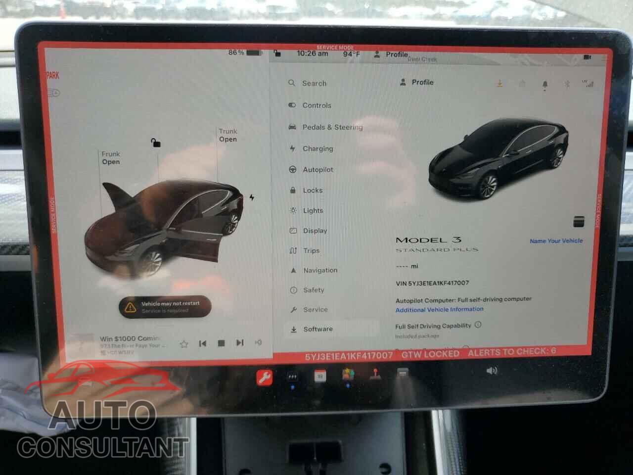 TESLA MODEL 3 2019 - 5YJ3E1EA1KF417007