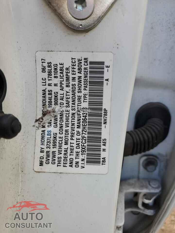 HONDA CIVIC 2017 - 19XFC2F72HE064318
