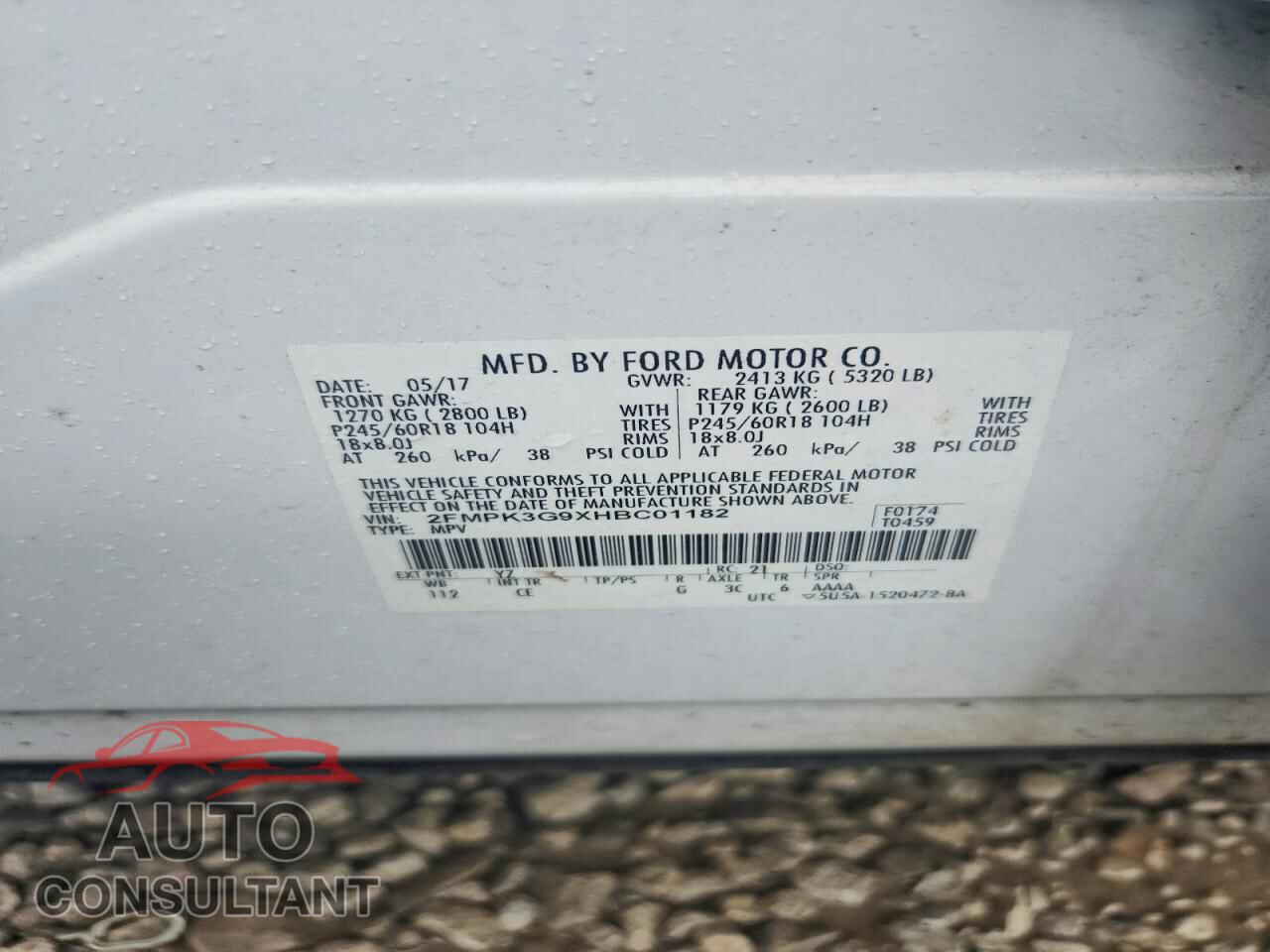 FORD EDGE 2017 - 2FMPK3G9XHBC01182