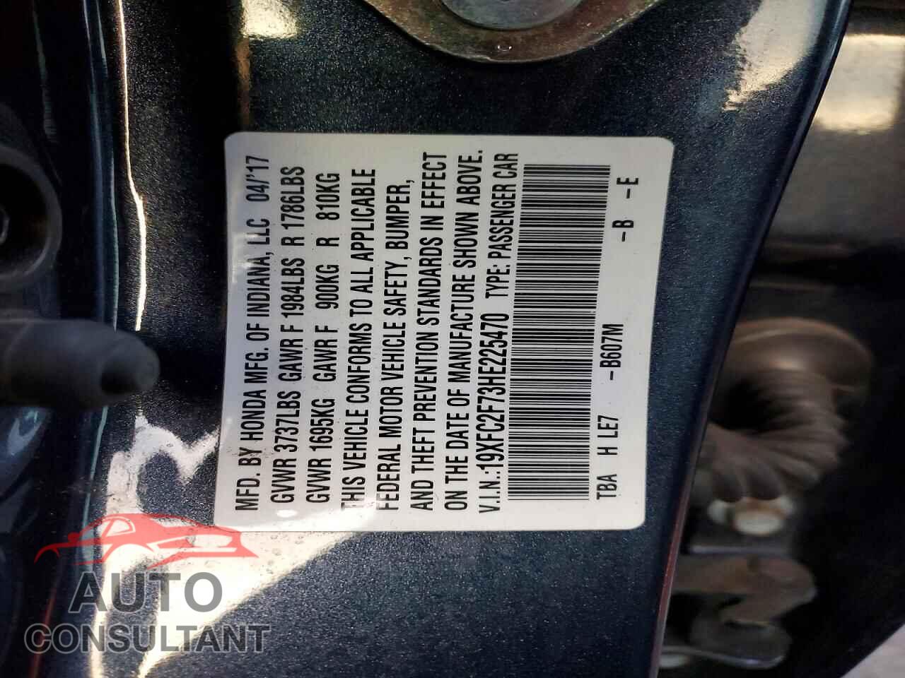 HONDA CIVIC 2017 - 19XFC2F73HE225470