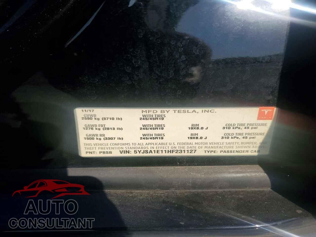 TESLA MODEL S 2017 - 5YJSA1E11HF231127
