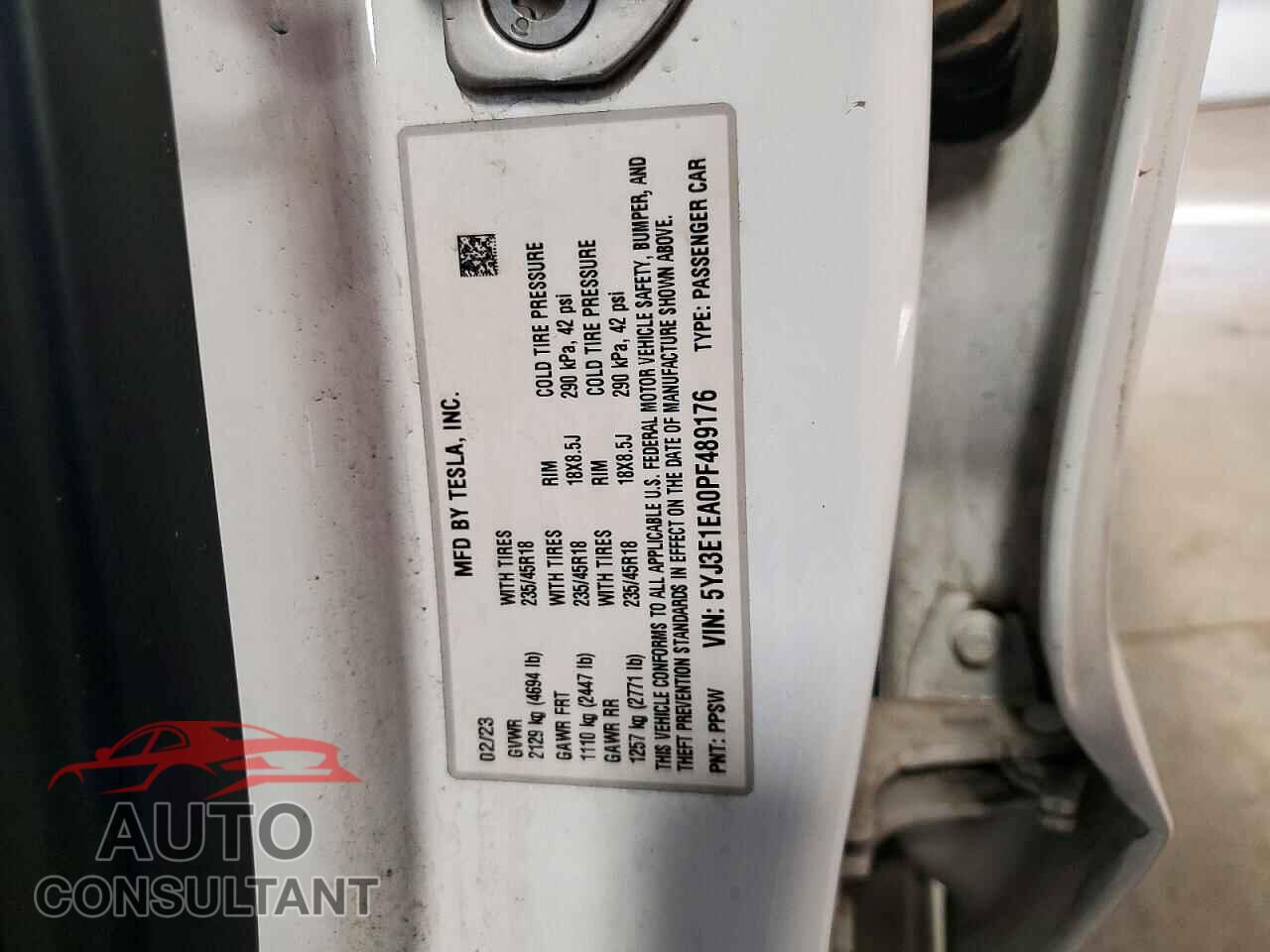 TESLA MODEL 3 2023 - 5YJ3E1EA0PF489176