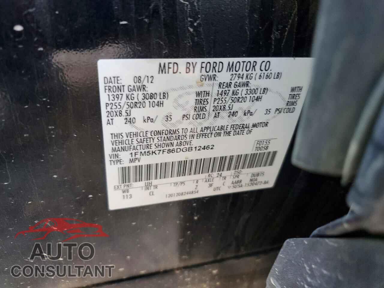 FORD EXPLORER 2013 - 1FM5K7F86DGB12462