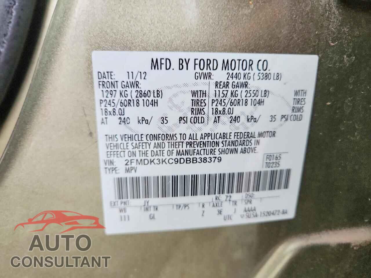 FORD EDGE 2013 - 2FMDK3KC9DBB38379