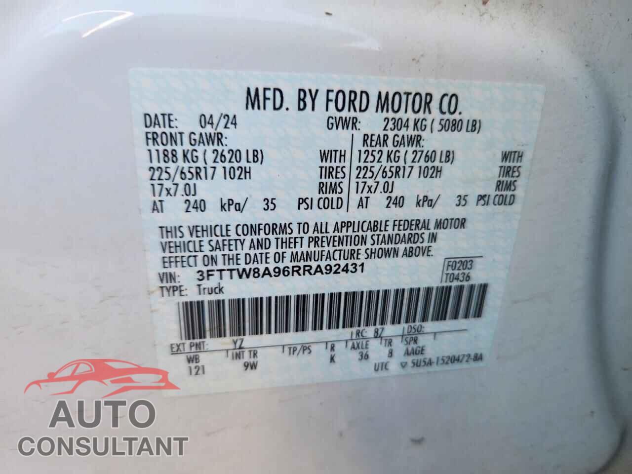 FORD MAVERICK 2024 - 3FTTW8A96RRA92431