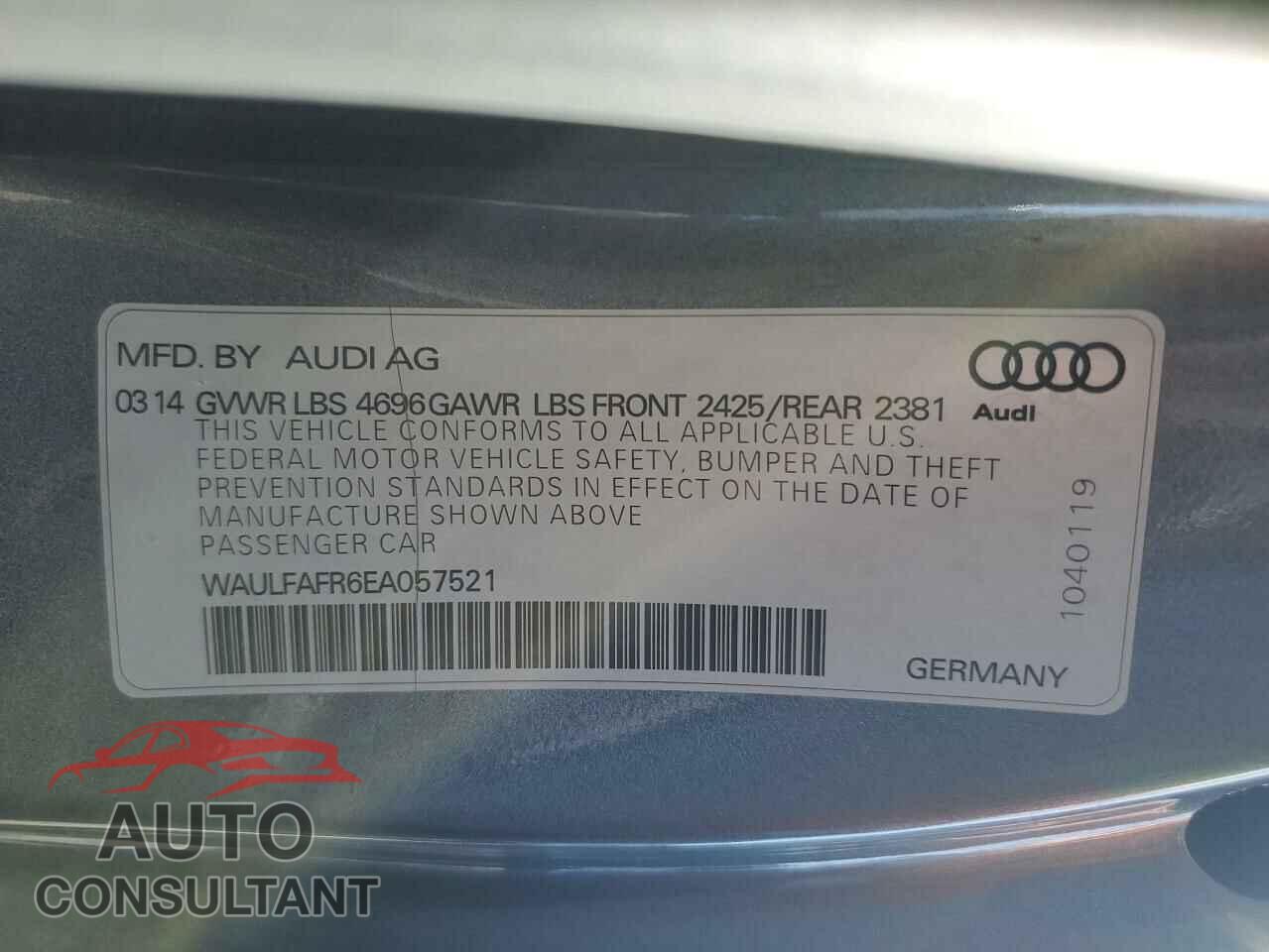 AUDI A5 2014 - WAULFAFR6EA057521