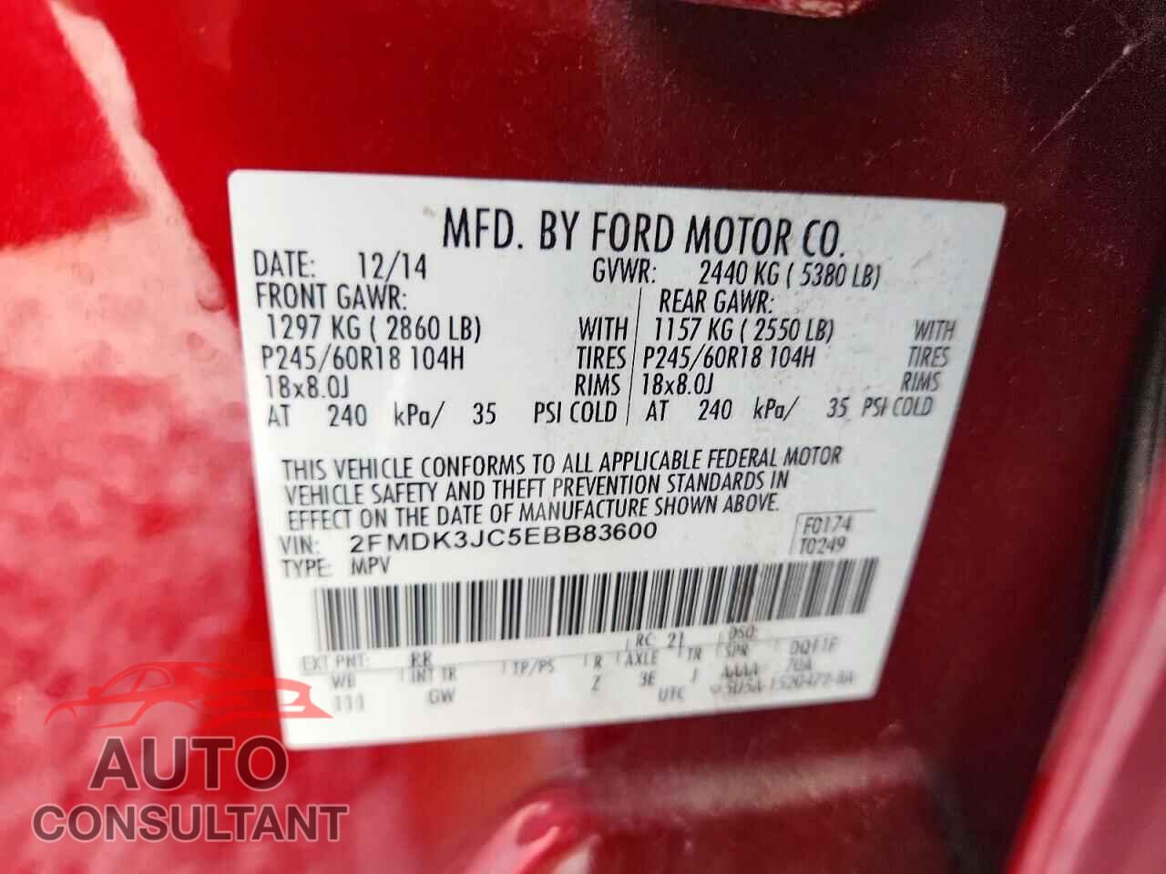 FORD EDGE 2014 - 2FMDK3JC5EBB83600