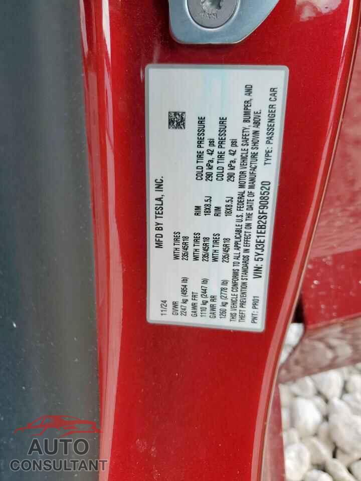 TESLA MODEL 3 2025 - 5YJ3E1EB2SF908520