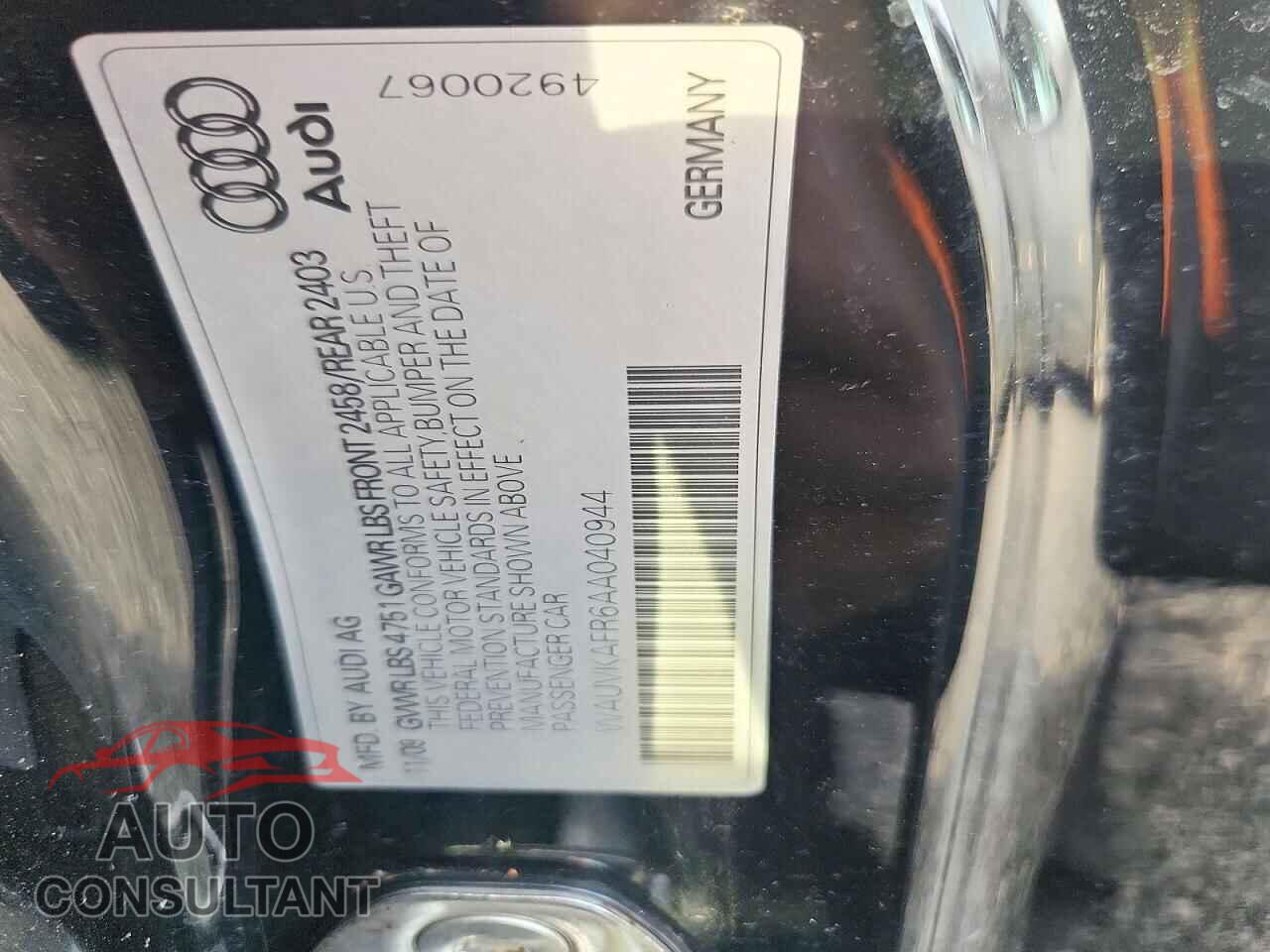 AUDI A5 2010 - WAUVKAFR6AA040944