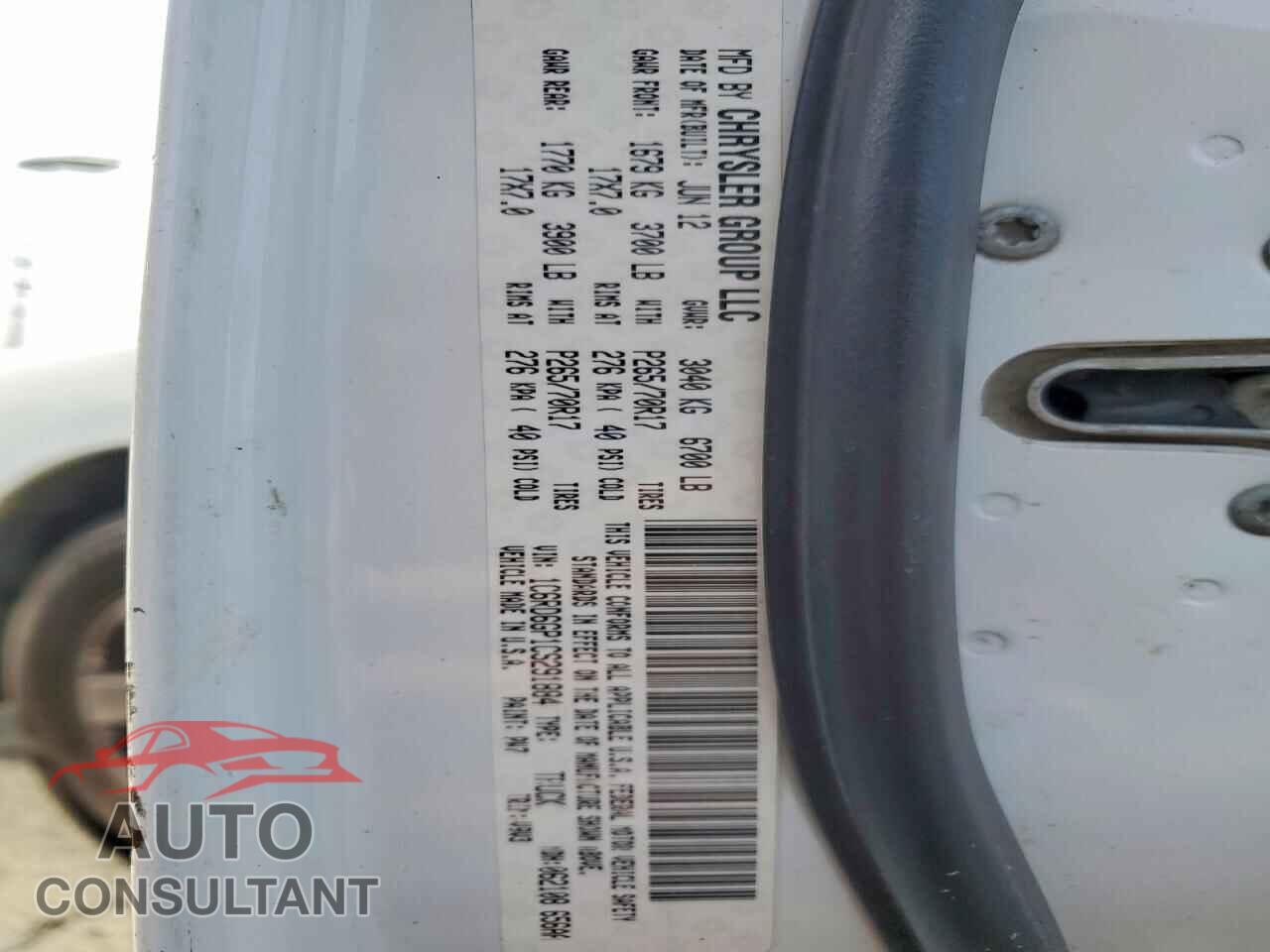 DODGE RAM 1500 2012 - 1C6RD6GP1CS291884