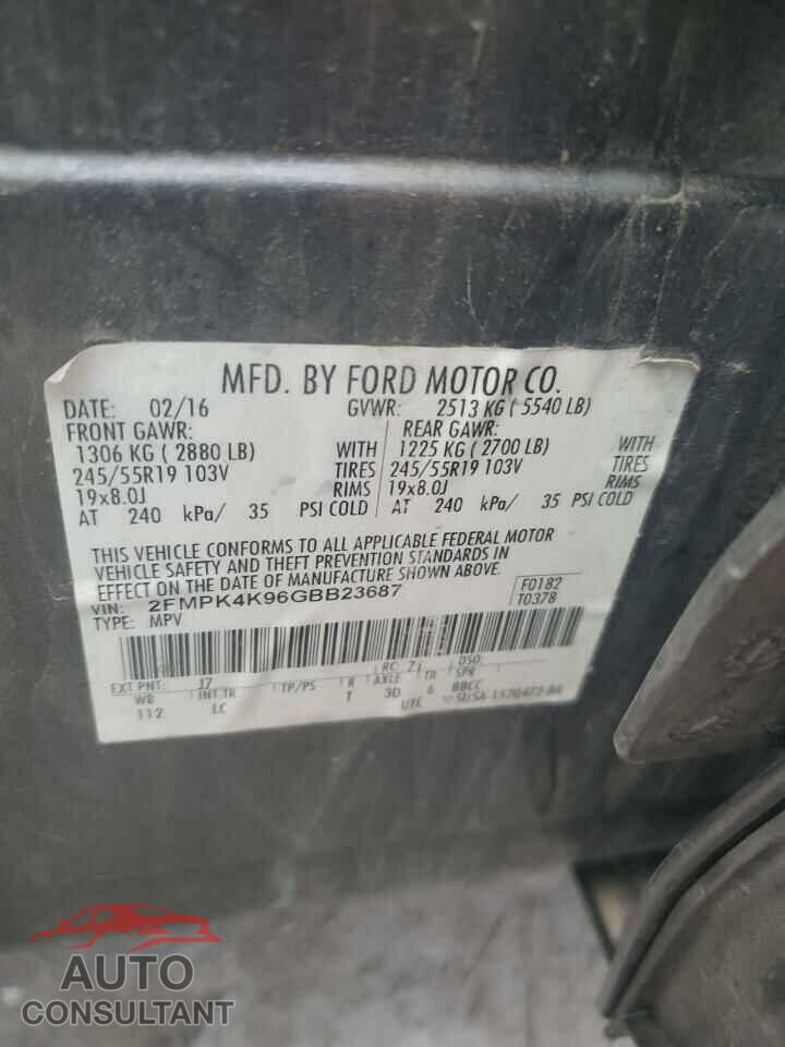 FORD EDGE 2016 - 2FMPK4K96GBB23687