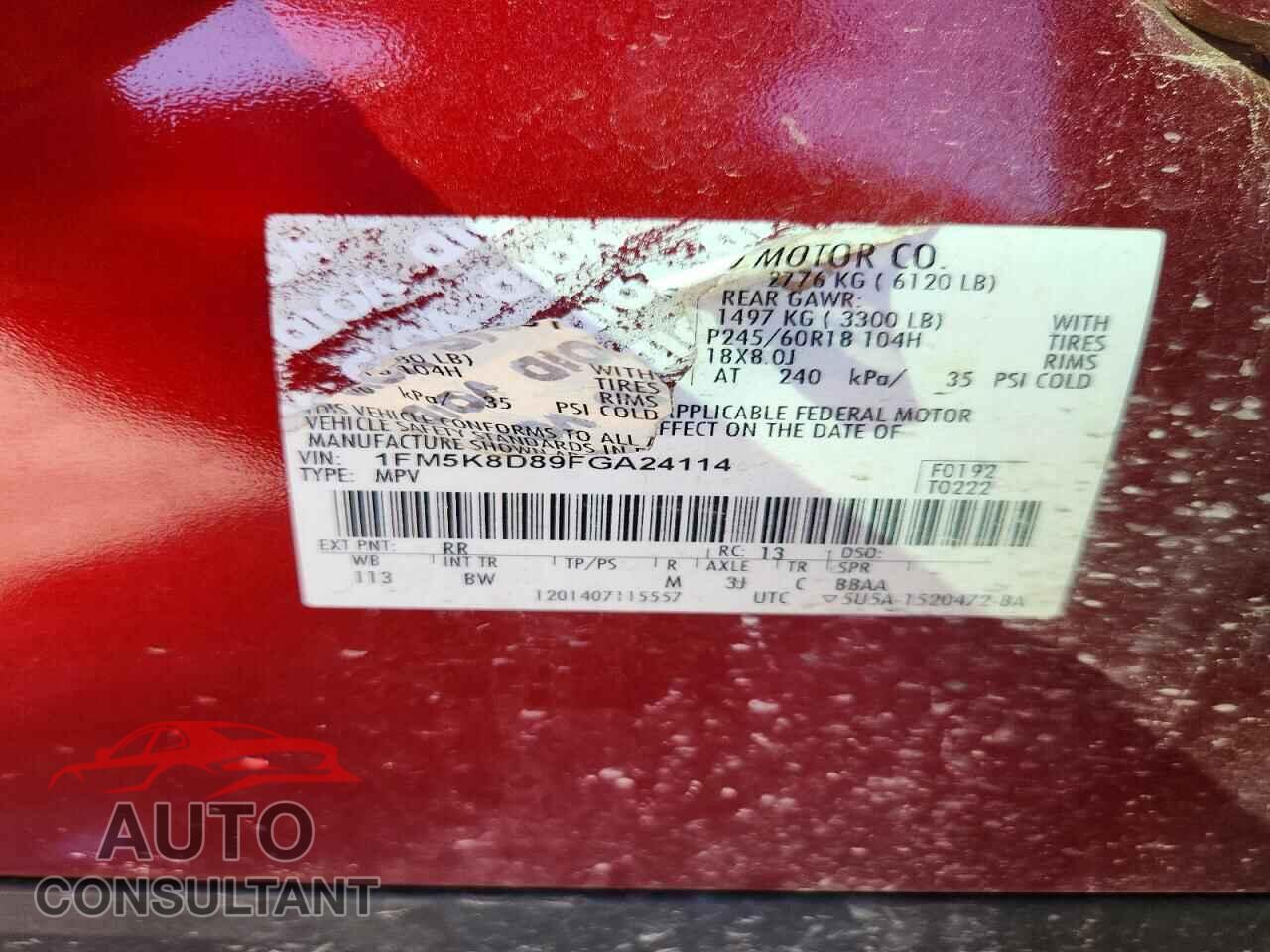 FORD EXPLORER 2015 - 1FM5K8D89FGA24114