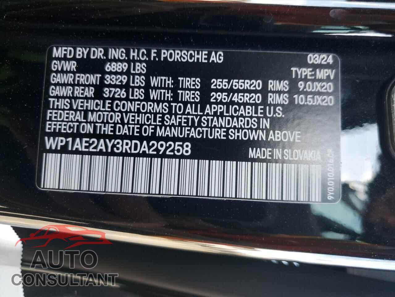 PORSCHE CAYENNE 2024 - WP1AE2AY3RDA29258