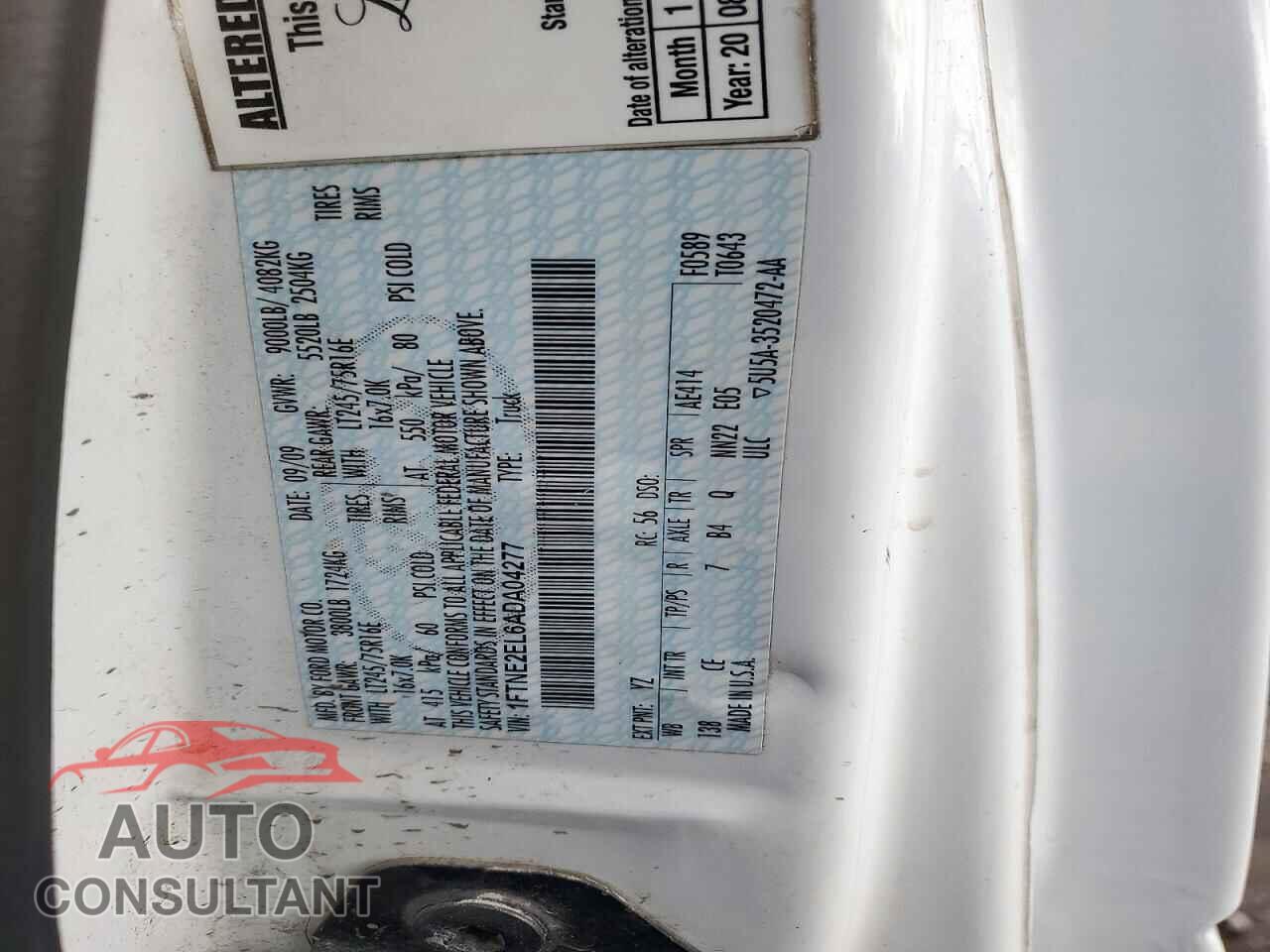 FORD ECONOLINE 2010 - 1FTNE2EL6ADA04277