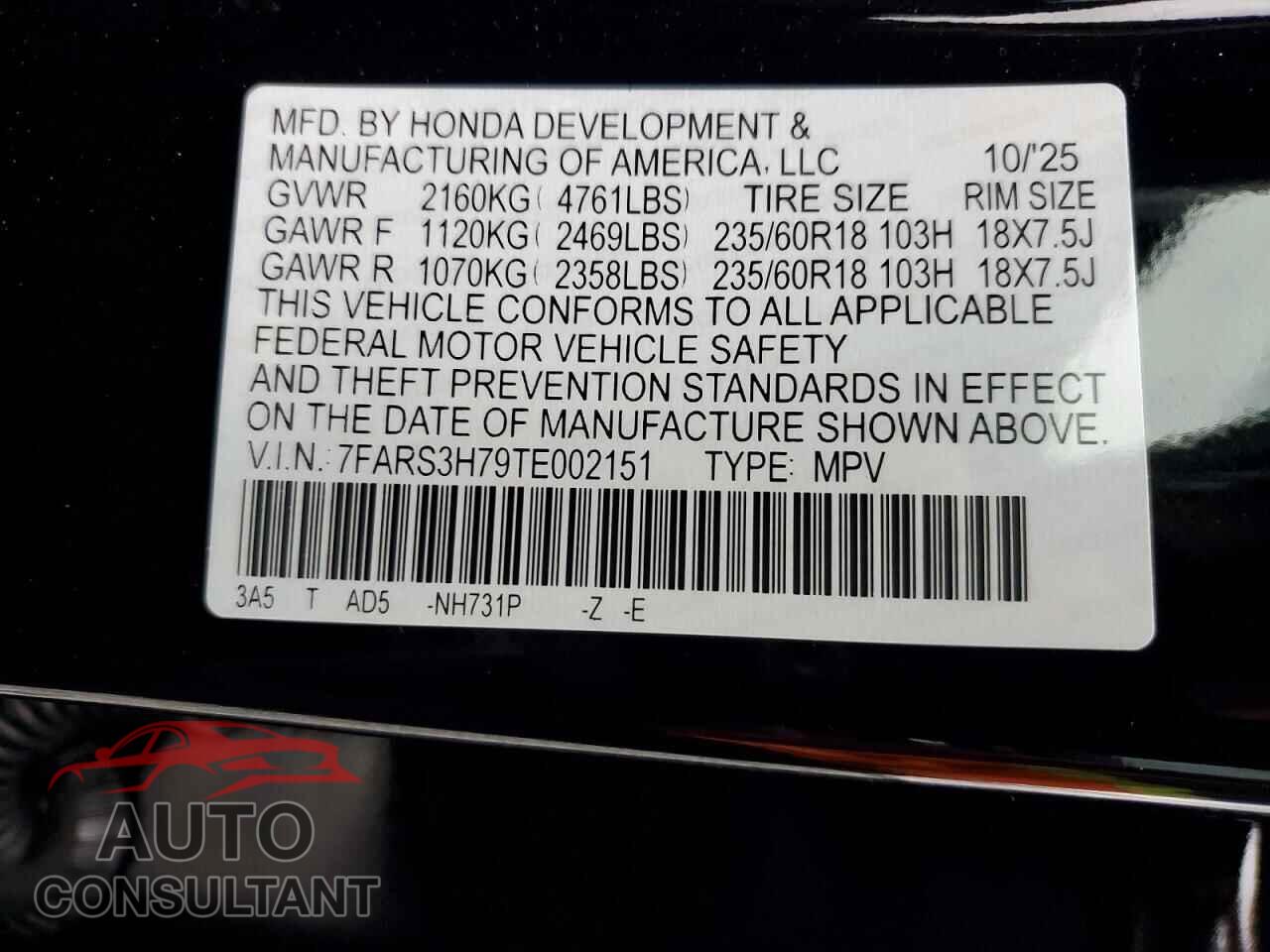 HONDA CRV 2026 - 7FARS3H79TE002151