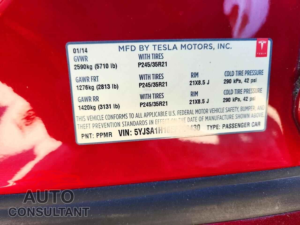 TESLA MODEL S 2014 - 5YJSA1H16EFP29430