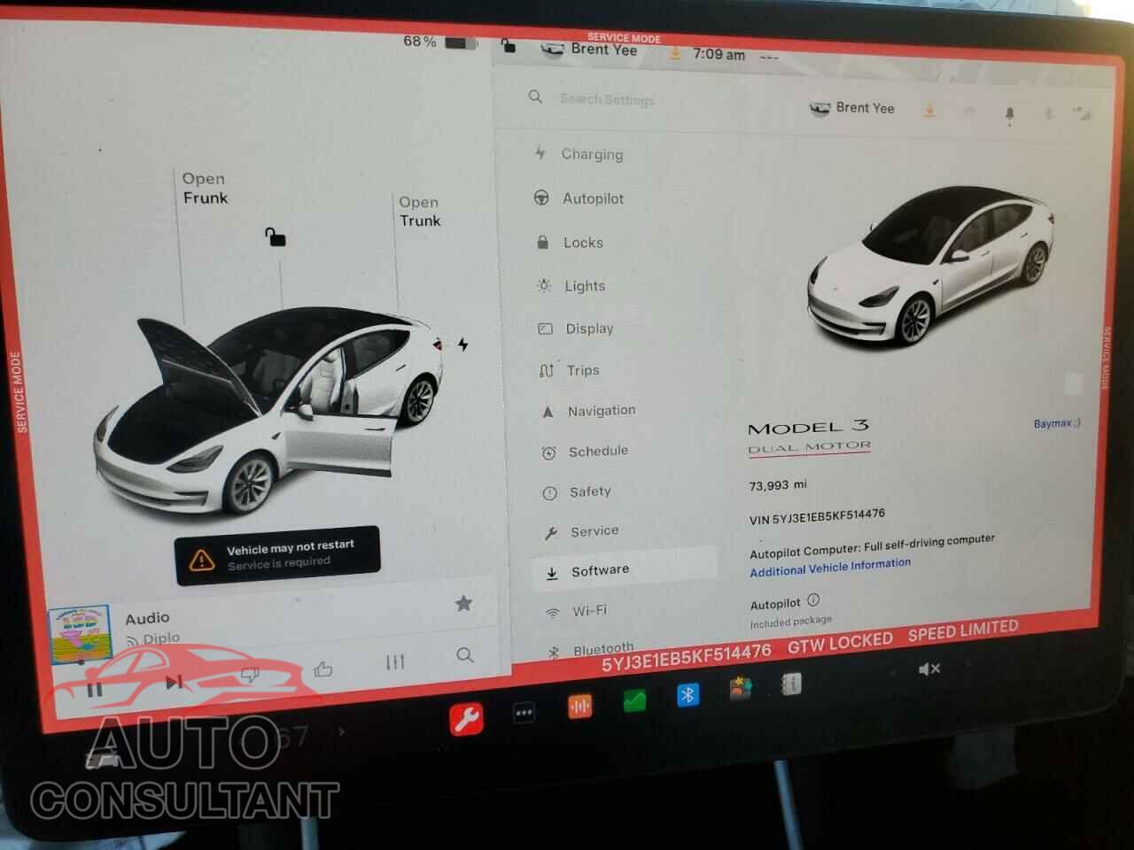 TESLA MODEL 3 2019 - 5YJ3E1EB5KF514476