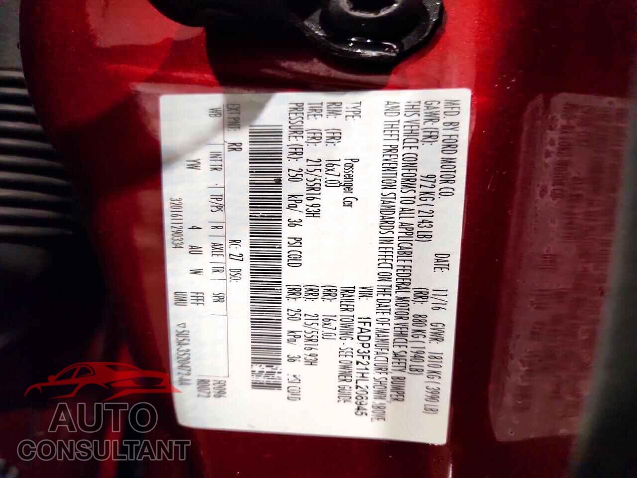 FORD FOCUS 2017 - 1FADP3F21HL208945