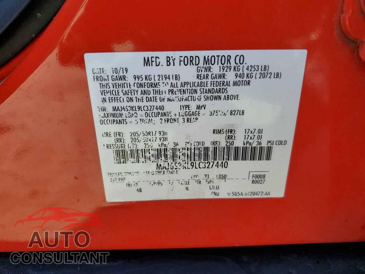 FORD ECOSPORT 2020 - MAJ6S3KL9LC327440