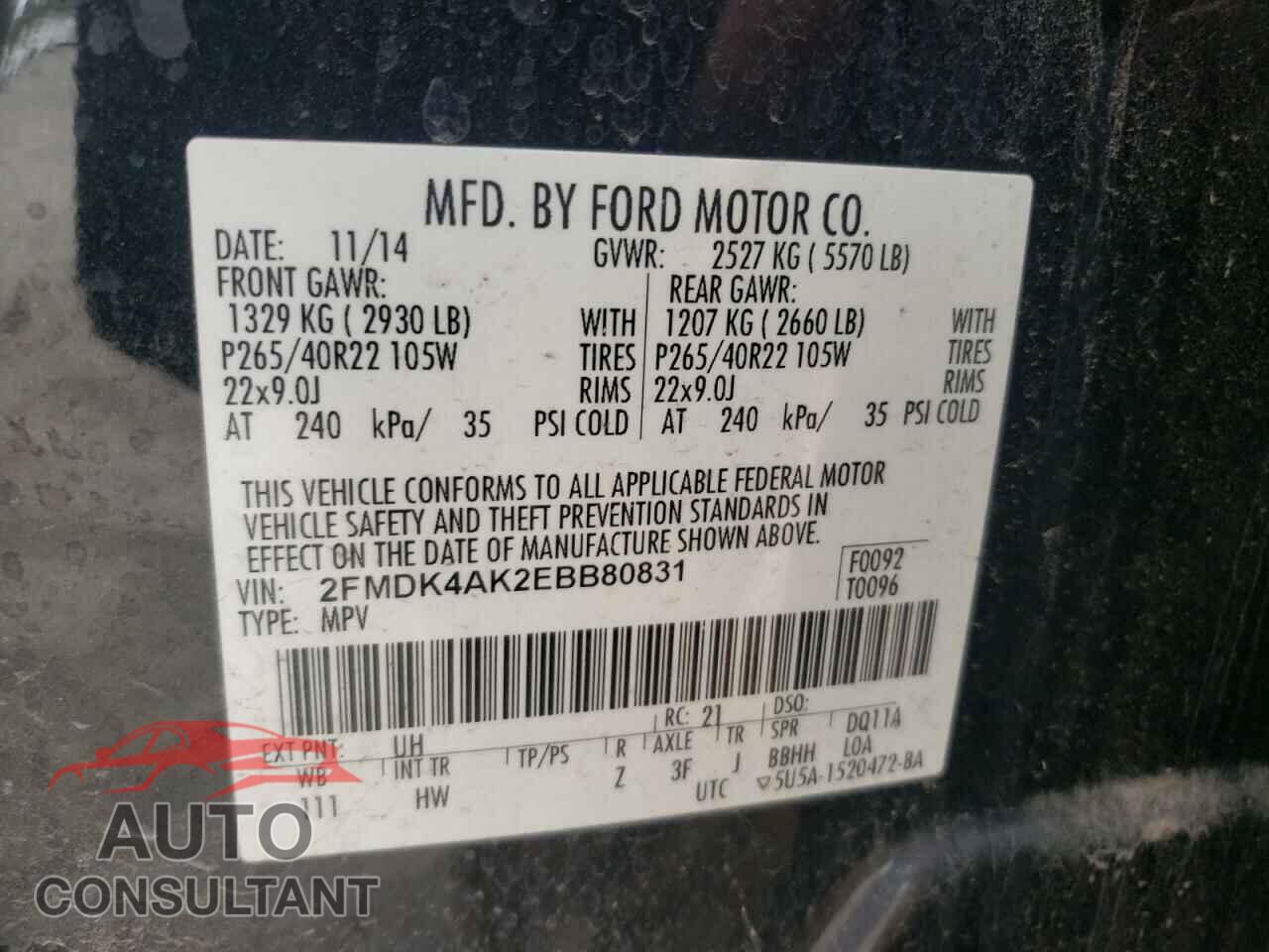 FORD EDGE 2014 - 2FMDK4AK2EBB80831