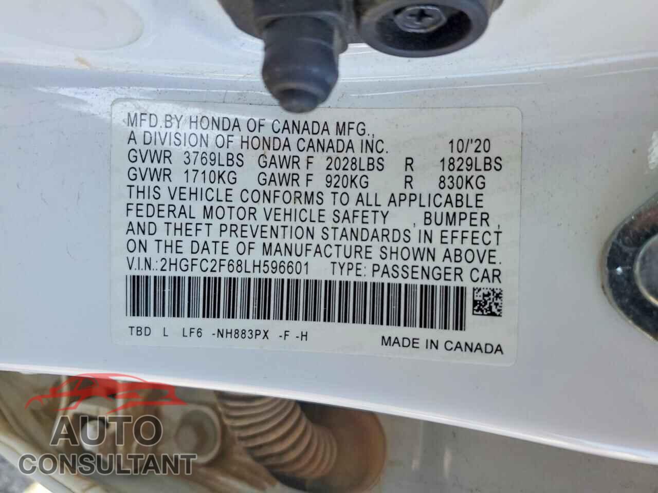 HONDA CIVIC 2020 - 2HGFC2F68LH596601