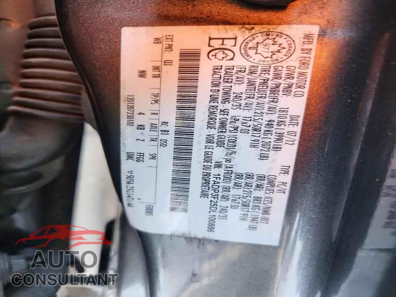 FORD FOCUS 2013 - 1FADP3F25DL100886