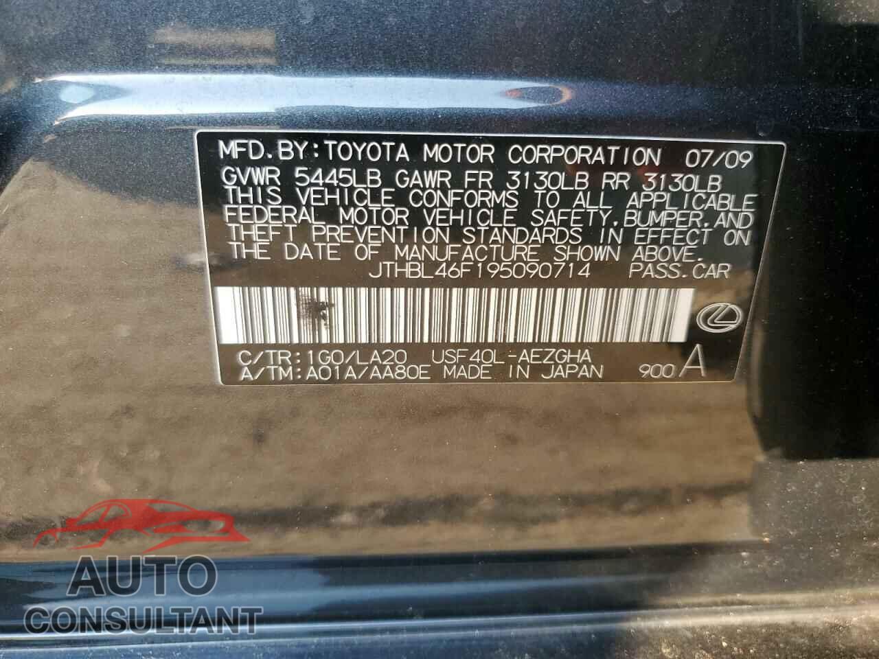 LEXUS LS460 2009 - JTHBL46F195090714