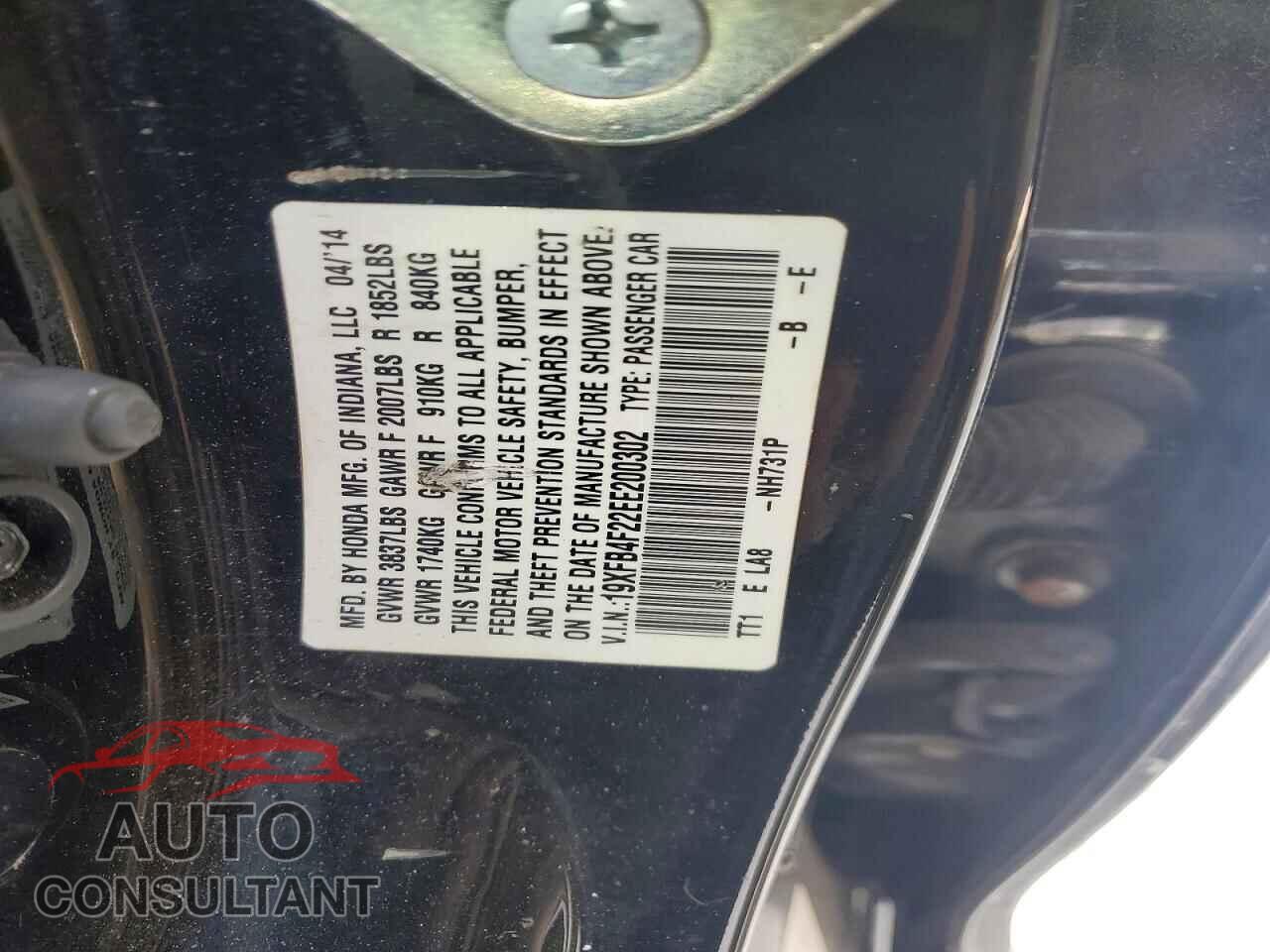HONDA CIVIC 2014 - 19XFB4F22EE200302