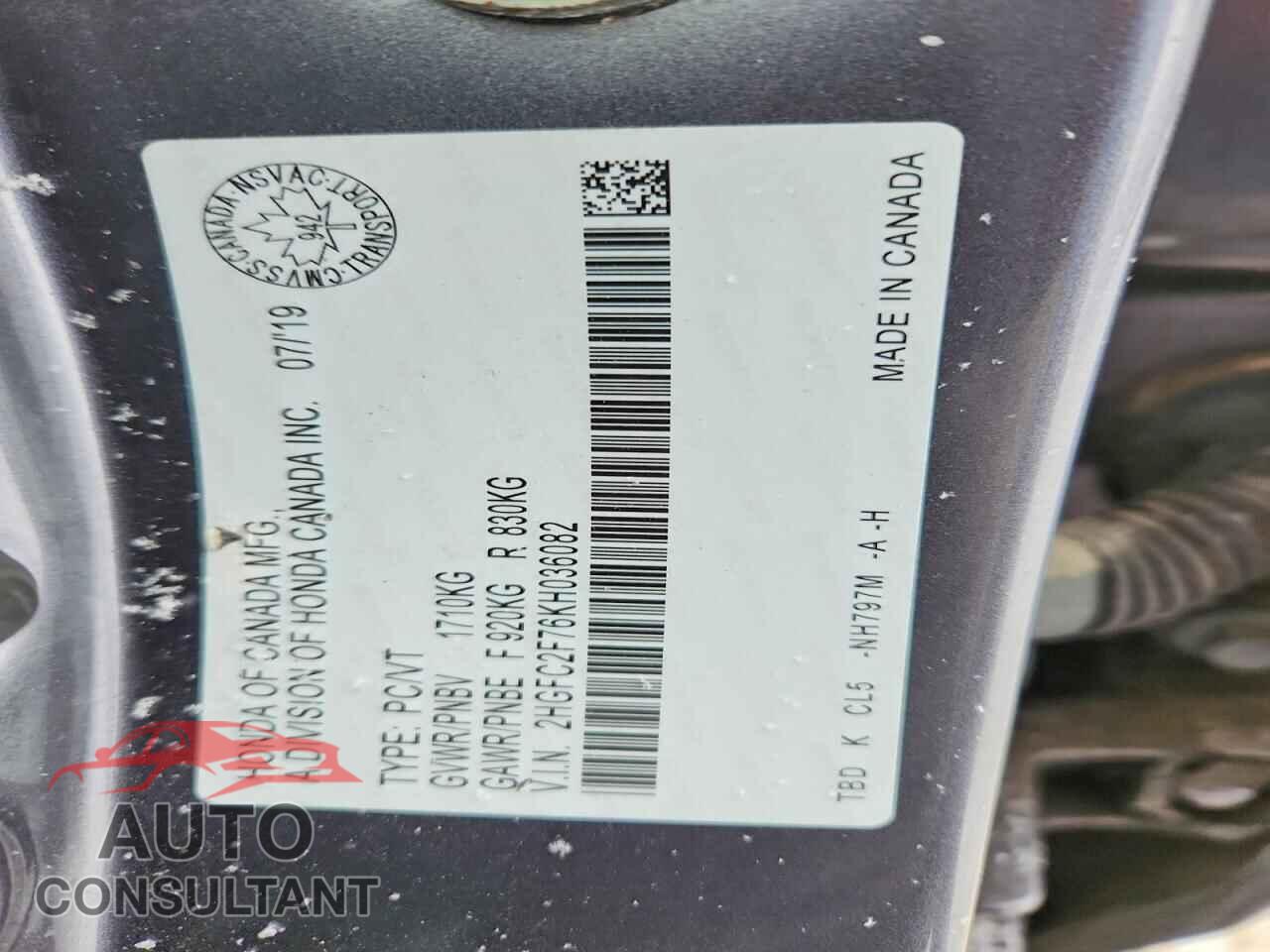 HONDA CIVIC 2019 - 2HGFC2F76KH036082